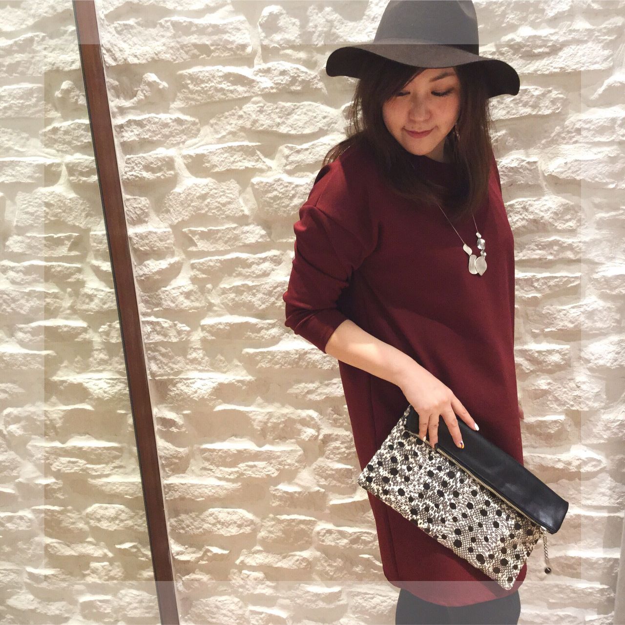 ドットがキュートなパイソンクラッチ☆【...